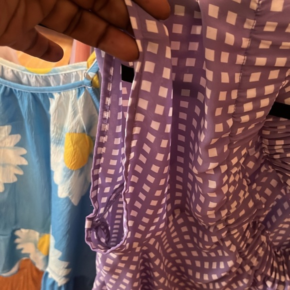 Checkered Lavender and white blouse - Picture 4 of 4